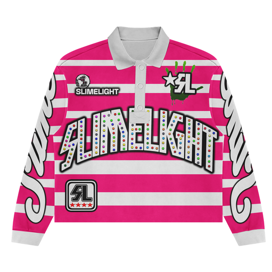 Slimelight Long sleeve polo shirt with rhinestone