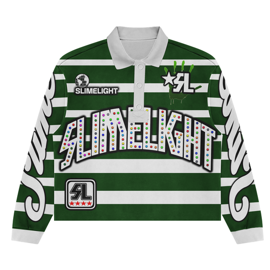 Slimelight Long sleeve polo shirt with rhinestone