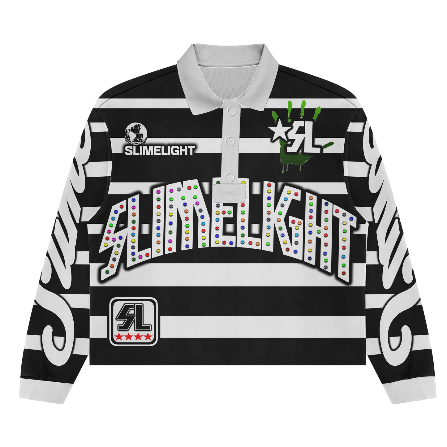 Slimelight Long sleeve polo shirt with rhinestone